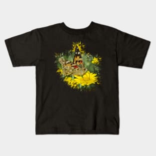 wonderful butterfly on a yellow flower Kids T-Shirt